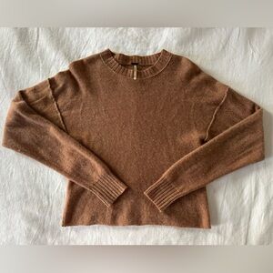 Free People Cashmere Crewneck Sweater in Chestnut Brown